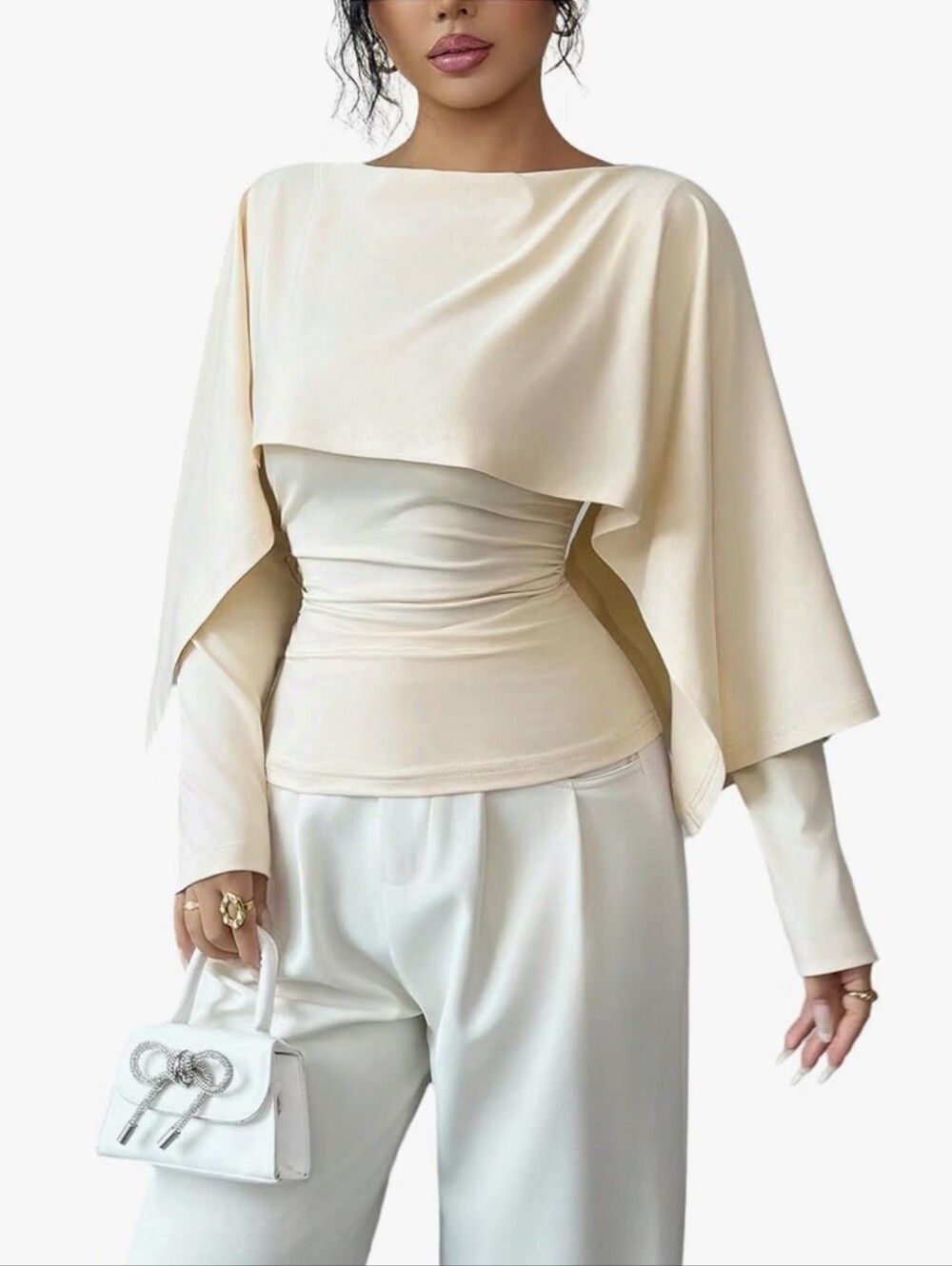 Cape Sleeve Shirts Long Sleeve Poncho Top